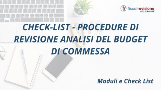 check-list - procedure di revisione analisi del budget di commessa